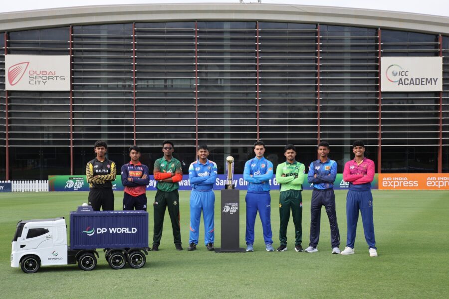 595032987_1470018175128243_1576805429165380144_n (L-R) Deeaz Patro Captain of Malaysia, Ashok Dhami Captain of Nepal, Azizul Hakim Tamim Captain of Bangladesh, Ayush Mhatre Captain of India, Mahboob Khan Captain of Afghanistan, Farhan Yousaf Captain of Pakistan, Vimath Dinsara Captain of Sri Lanka and Yayin Rai Captain of UAE pose for a picture with the trophy ahead of the ACC Men’s U19 Asia Cup 2025 at the ICC Academy Ground, Dubai, United Arab Emirates, on 11 December 2025.
Photo by CREIMAS for Asian Cricket Council
RESTRICTED TO EDITORIAL USE