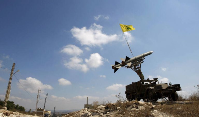 Qalawayeh, LEBANON: A model of a Katyusha rocket launcher erected by Hezbollah militants is seen in the southern Lebasnese village of Qalawayeh 06 July 2007. A year after the Israel-Hezbollah war which battered Lebanon, much of the infrastructure has been restored but the rebuilding of homes has been slow and the services sector remains stagnant.  AFP PHOTO/MARWAN NAAMANI (Photo credit should read MARWAN NAAMANI/AFP/Getty Images)