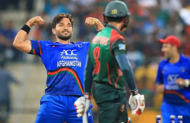 Afghanistan cricketer Gulbadin Naib celebrates after taking a wicket during the 6th cricket match of Asia Cup 2018 between Bangladesh and Afghanistan at the Sheikh Zayed Stadium,Abu Dhabi, United Arab Emirates on September 20, 2018.
 (Photo by Tharaka Basnayaka/NurPhoto via Getty Images)