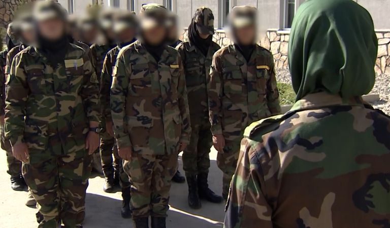 Military training for Afghan women in 2015 CREDIT BFBS