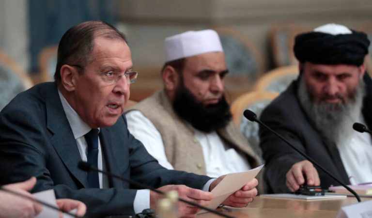 Mandatory Credit: Photo by SERGEI CHIRIKOV/EPA-EFE/REX (9971632h)
Russian Foreign Minister Sergei Lavrov (L) opens the Second Moscow round of Afghanistan peace settlement talks on the level of deputy foreign ministers in Moscow, Russia, 09 November 2018. Representatives of the Taliban, Afghan government, Russia, Pakistan, Iran, China, Uzbekistan, Tajikistan and the US are taking part in the negotiations.
Second Moscow round of talks  on Afghanistan, Russian Federation - 09 Nov 2018