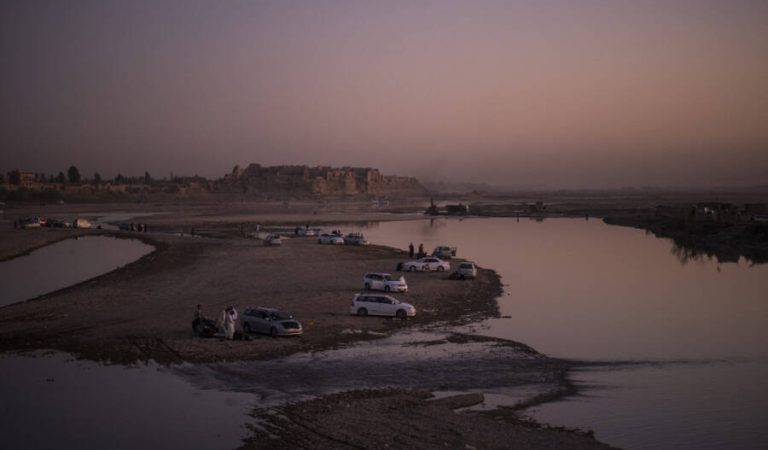 The Helmand River, as seen from a bridge spanning it in Lashkar Gah, the capital of  Helmand Province, the day after the signing of an agreement between U.S. officials, led by Zalmai Khalilzad, and the Taliban, led by Mullah Abdul Ghani Baradar, in Doha, Qatar, that is hoped will bring an end to America's longest ever war.