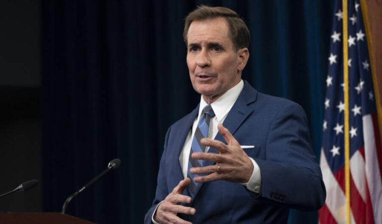 Pentagon spokesman John Kirby speaks during a briefing at the Pentagon in Washington, Friday, May 20, 2022. (AP Photo/Manuel Balce Ceneta)