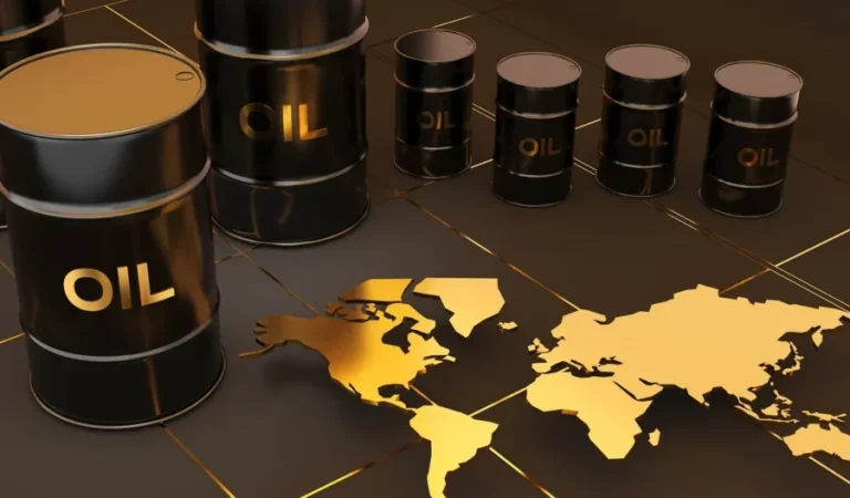 oil-barrels-on-black-background-with-golden-world-map