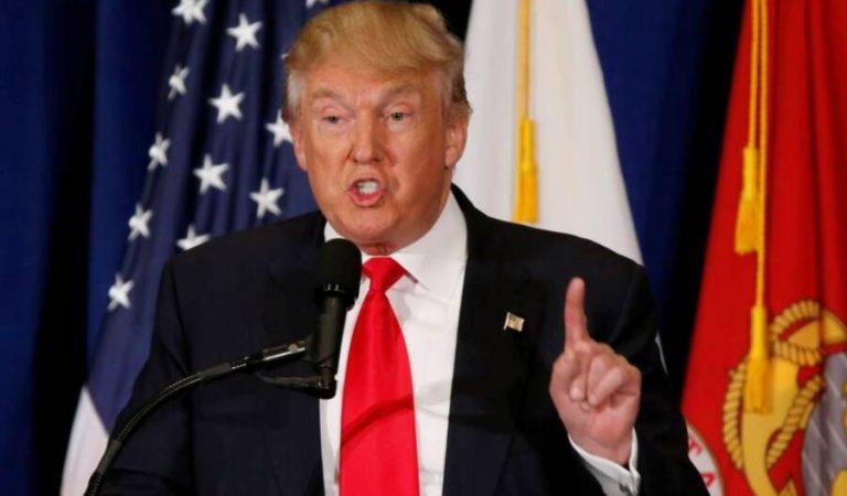 Republican Presidential candidate, Donald Trump gestures during a speech in Virginia Beach, Va., Monday, July 11, 2016.    (AP Photo/Steve Helber)