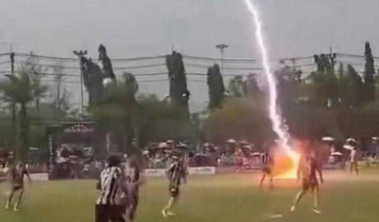 A Thai footballer was struck by lightning