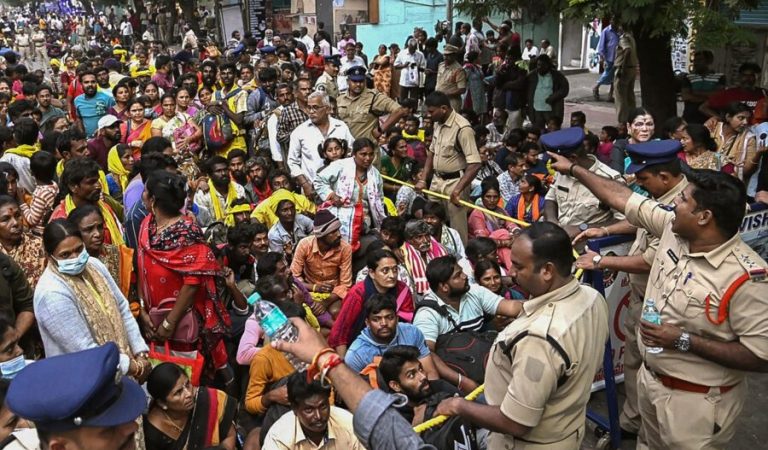 Crowd at a temple in India