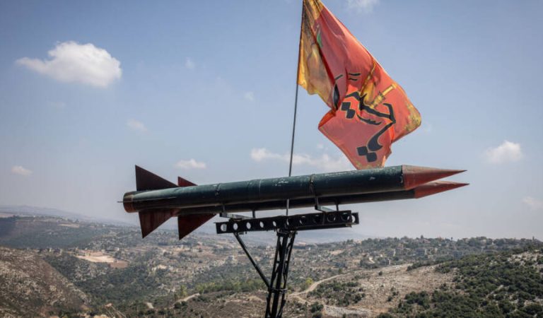 BORJ KALAWAI, LEBANON - AUGUST 26: A missile monument erected after the 2006 war, is seen on the roadside on August 26, 2024 Borj Kalawai, Lebanon. The recent assassination of a Hezbollah military commander in Lebanon, as well as the killing of the political leader of Hamas in Iran, has heightened concerns of a wider regional war between Israel and Iran-backed enemies like Hezbollah. Israel and Hezbollah have traded regular cross-border fire since Oct. 7, although both sides have seemed to calculate their attacks to avoid all-out war.  (Photo by Chris McGrath/Getty Images)