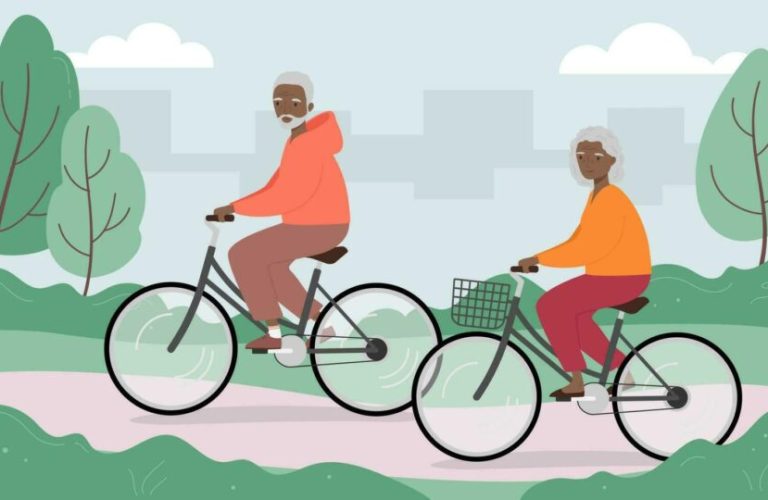 Old men riding bicycles