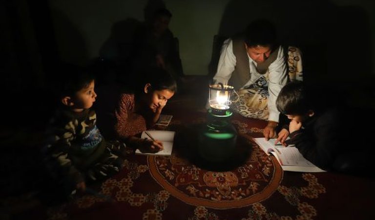 Mandatory Credit: Photo by Jawad Jalali/EPA-EFE/Shutterstock (9638973e)
An Afghan family use gas lamp at home in downtown Kabul, Afghanistan 21 April 2018. Sever power cuts in Kabul, due to a recently bombed power pylon by Taliban militants in Baghlan province, has increased the vows of traders and people in general.
Kabul electricity shortages, Afghanistan - 21 Apr 2018