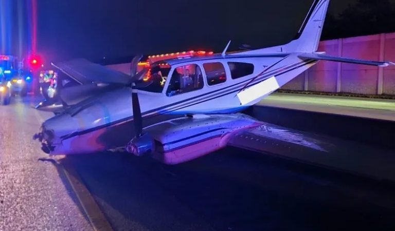 Small plane makes emergency landing on car in Florida, USA