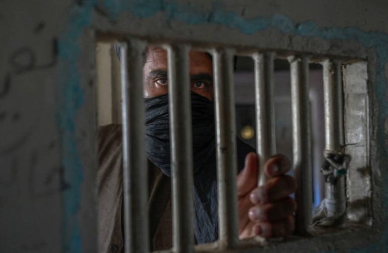 A member of Taliban stands inside the Pul-e-Charkhi prison in Kabul, on September 16, 2021. Bulent KILIC / AFP