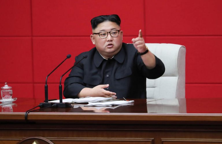 This April 10, 2019 picture released by North Korea's official Korean Central News Agency (KCNA) on April 11, 2019 shows North Korean leader Kim Jong Un attending the 4th Plenary Meeting of the 7th Central Committee of the Workers' Party of Korea (WPK) in Pyongyang. (Photo by KCNA VIA KNS / KCNA VIA KNS / AFP) / South Korea OUT / ---EDITORS NOTE--- RESTRICTED TO EDITORIAL USE - MANDATORY CREDIT "AFP PHOTO/KCNA VIA KNS" - NO MARKETING NO ADVERTISING CAMPAIGNS - DISTRIBUTED AS A SERVICE TO CLIENTS / THIS PICTURE WAS MADE AVAILABLE BY A THIRD PARTY. AFP CAN NOT INDEPENDENTLY VERIFY THE AUTHENTICITY, LOCATION, DATE AND CONTENT OF THIS IMAGE --- /