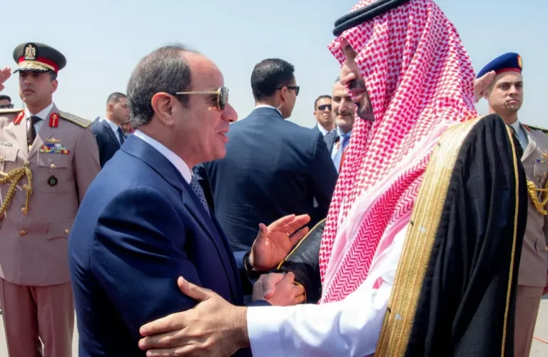 Egyptian President Abdel Fatah el-Sisi with Saudi Crown Prince Mohammed bin Salman