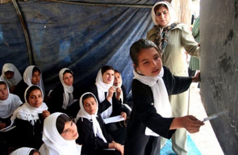 Girls at school in Afghanistan.
The 10th anniversary of the United Nations International Day on the Elimination of Violence Against Women is marked today.
The Government of Afghanistan has stated its intention to increase the number of female teachers from 28 to 50 percent to reduce the gender imbalance.