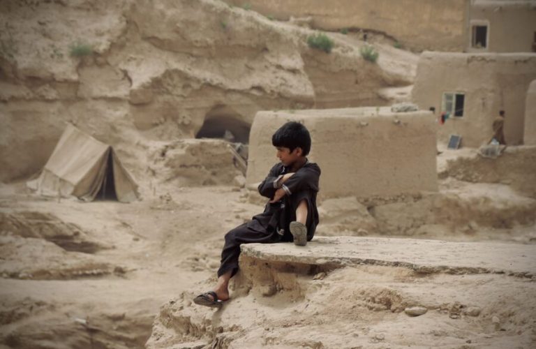 A displaced child in Afghanistan