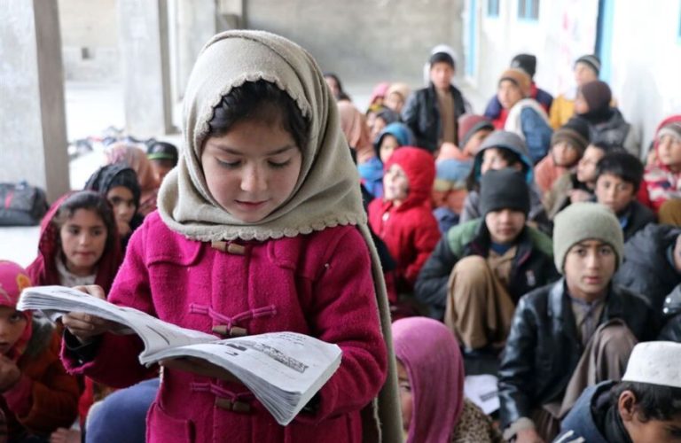 A girl learning a language