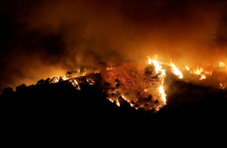A forest fire is seen in Benahavis, Spain. June 8, 2022. REUTERS/Jon Nazca