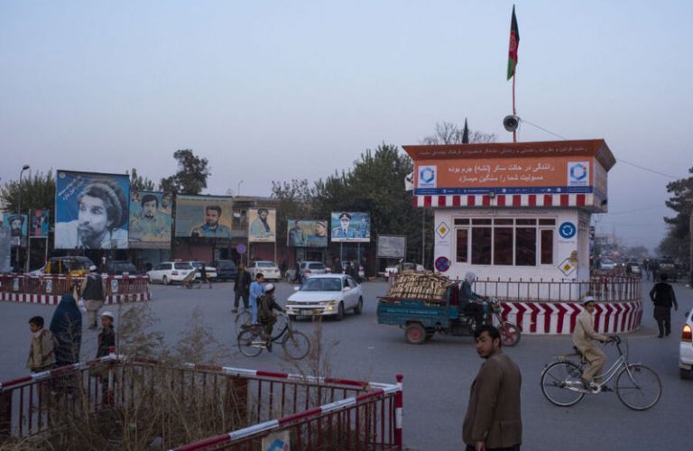 The central traffic square of Kunduz City three weeks after it was partially taken over by the Taliban in early October 2016. 27.10.2016. CREDIT: Andrew Quilty for The Wall Street Journal.  SLUG: AFGHAN110