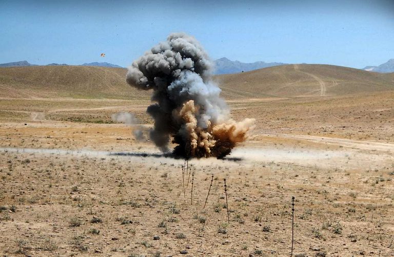 Mortar shell explosion in Afghanistan