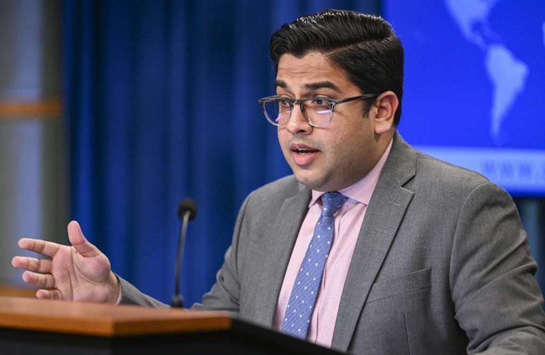 WASHINGTON D.C., UNITED STATES - MAY 15: US State Department Deputy Spokesman Vedant Patel speaks during the daily press briefing at the State Department in Washington, United States on May 15, 2023. (Photo by Celal Gunes/Anadolu Agency via Getty Images)