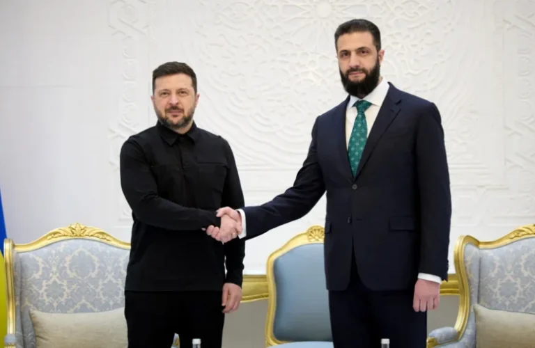 Vladimir Zelensky and Ahmad al-Shara
