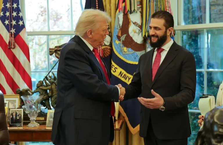 US President Donald Trump with Syrian President Ahmed al-Sharaa